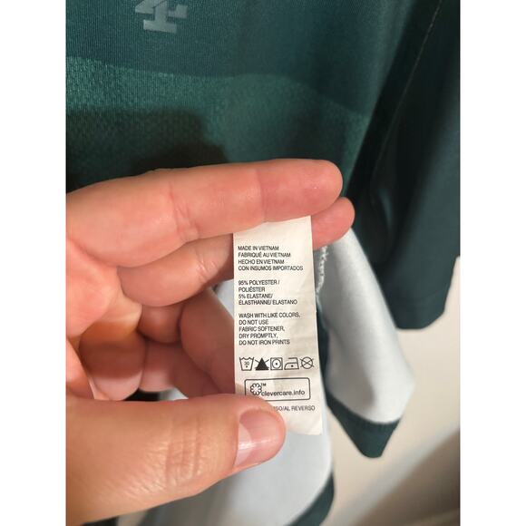 IZOD Golf Stretch Polo Shirt Men’s Large Green Stripe Short Sleeve Performance - Picture 6 of 10